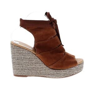Anthropologie Carmen Saiz Leather Strappy Espadrille Wedge Sandals Sz 40/9-9.5